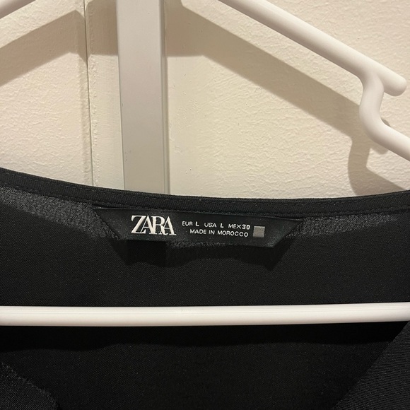 Zara Black Long Sleeve Women's Dress with brown belt - Picture 2 of 6